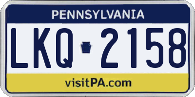 PA license plate LKQ2158