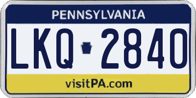 PA license plate LKQ2840
