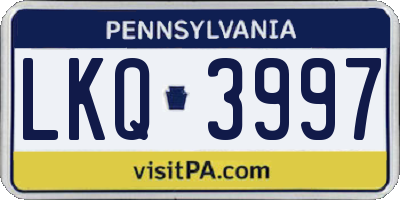 PA license plate LKQ3997