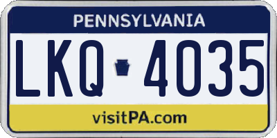 PA license plate LKQ4035