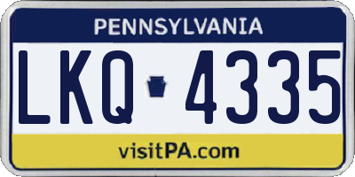 PA license plate LKQ4335