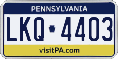 PA license plate LKQ4403