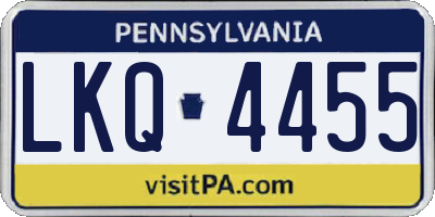 PA license plate LKQ4455