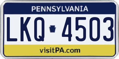 PA license plate LKQ4503