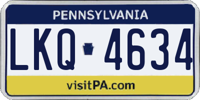 PA license plate LKQ4634