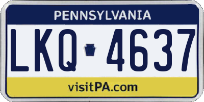 PA license plate LKQ4637