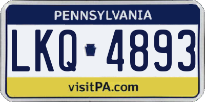 PA license plate LKQ4893