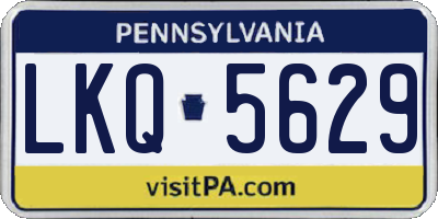 PA license plate LKQ5629