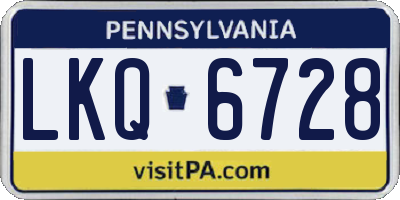 PA license plate LKQ6728