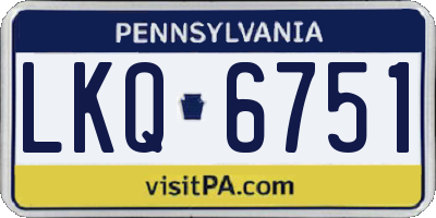 PA license plate LKQ6751