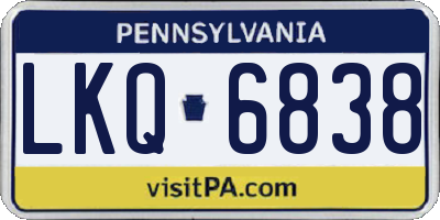 PA license plate LKQ6838