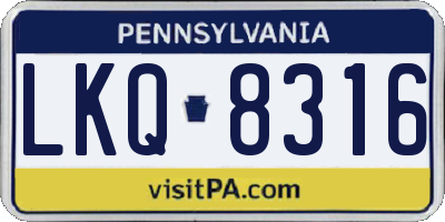 PA license plate LKQ8316