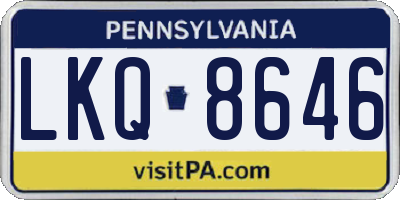 PA license plate LKQ8646
