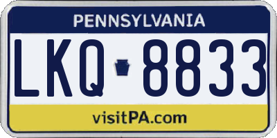 PA license plate LKQ8833