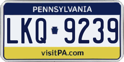 PA license plate LKQ9239