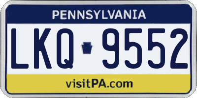 PA license plate LKQ9552