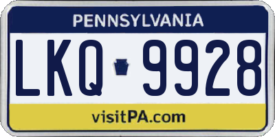 PA license plate LKQ9928