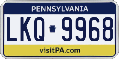 PA license plate LKQ9968