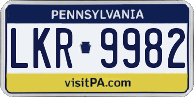 PA license plate LKR9982