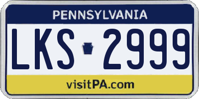 PA license plate LKS2999