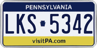 PA license plate LKS5342