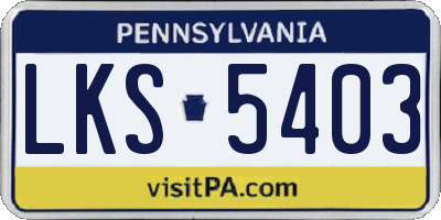 PA license plate LKS5403