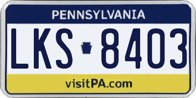 PA license plate LKS8403
