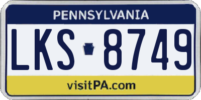 PA license plate LKS8749