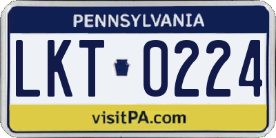 PA license plate LKT0224
