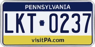 PA license plate LKT0237