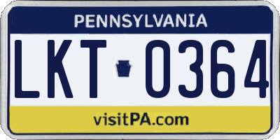 PA license plate LKT0364