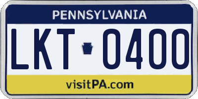 PA license plate LKT0400