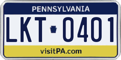 PA license plate LKT0401