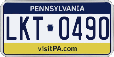 PA license plate LKT0490