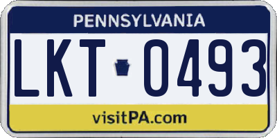 PA license plate LKT0493