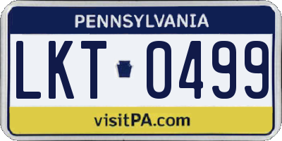 PA license plate LKT0499