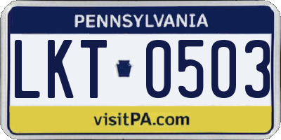 PA license plate LKT0503