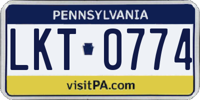 PA license plate LKT0774