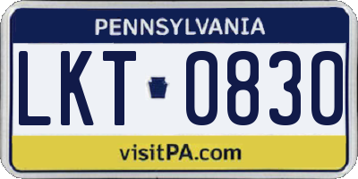 PA license plate LKT0830