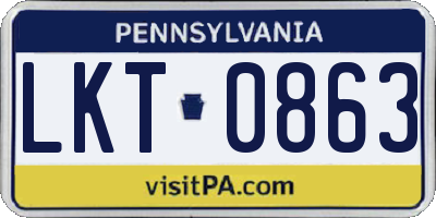 PA license plate LKT0863