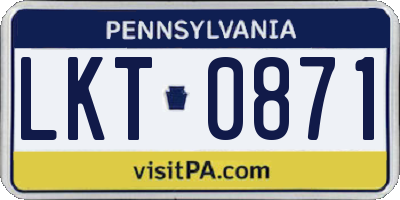 PA license plate LKT0871