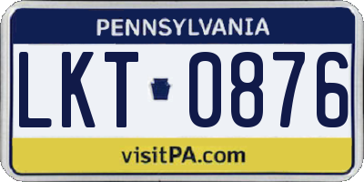 PA license plate LKT0876