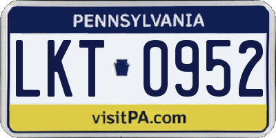 PA license plate LKT0952