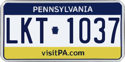 PA license plate LKT1037