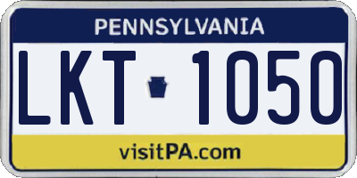 PA license plate LKT1050