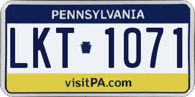 PA license plate LKT1071