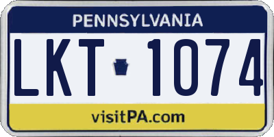 PA license plate LKT1074