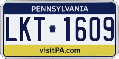 PA license plate LKT1609