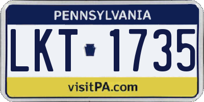 PA license plate LKT1735