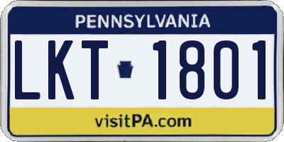 PA license plate LKT1801